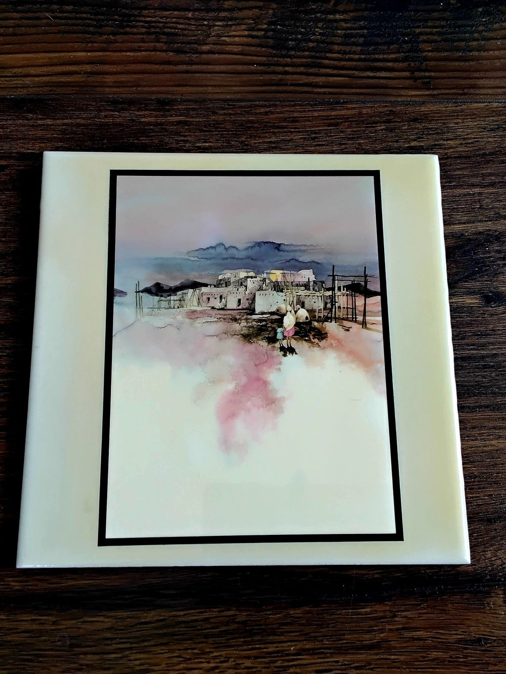 Pueblo Sunset 8x8" Tile By Michael Atkinson. Trivet Wall Hanging.